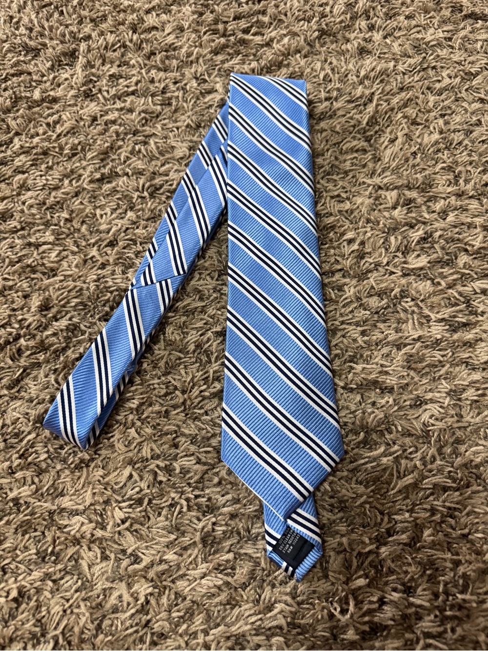 The Tie Bar Blue and White Striped Men's Tie